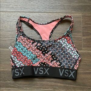 VSX Pink and Black Sports Bra with Racerback Design